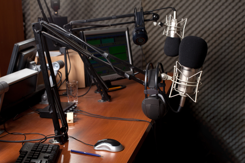 Radio station Preparing the news broadcast